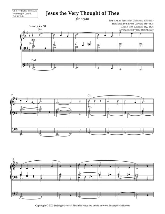 Jesus The Very Thought of Thee | Easy Organ Solo for Religious Settings - Jasberger Music