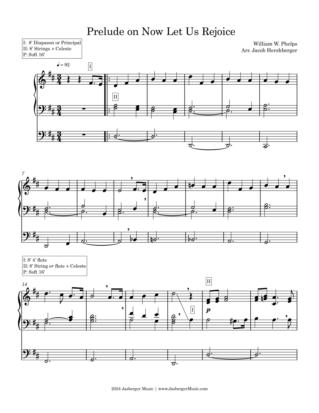Now Let Us Rejoice - Easy Organ Prelude (Physical Sheet Music) - Jasberger Music