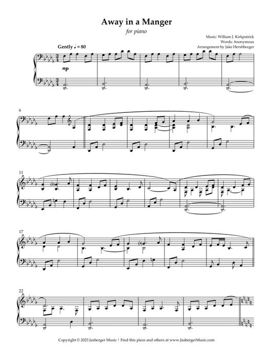 Away in a Manger Intermediate Piano Solo - Jasberger Music