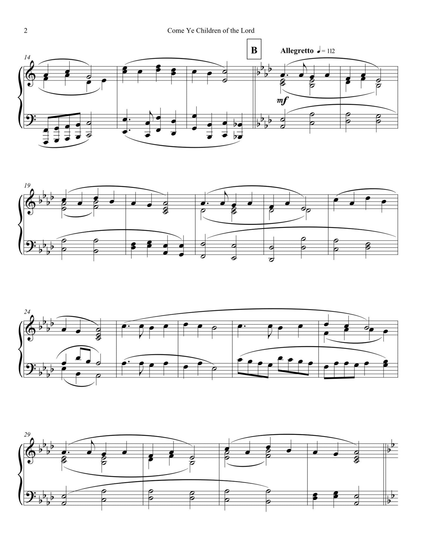 Come, Ye Children of the Lord - Piano Solo - Jasberger Music