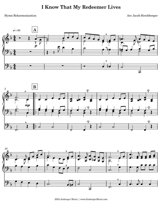 I Know That My Redeemer Lives Hymn Reharmonization - Jasberger Music