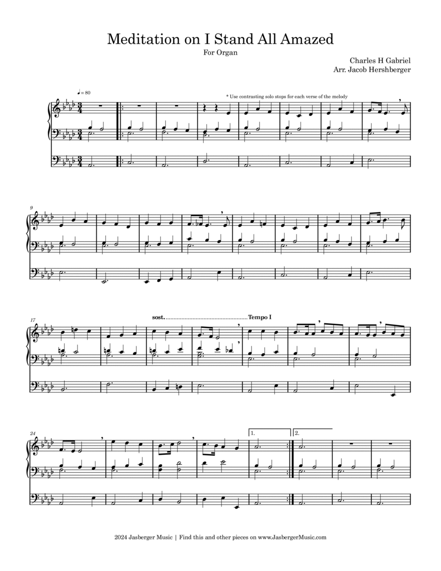 I Stand All Amazed - Easy Organ Prelude - Jasberger Music