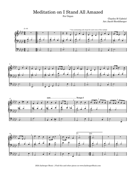 I Stand All Amazed - Easy Organ Prelude - Jasberger Music