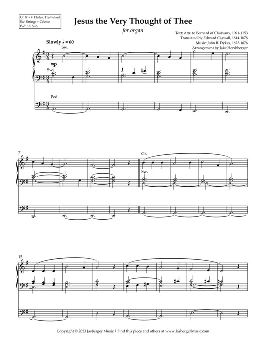 Jesus The Very Thought of Thee | Easy Organ Solo for Religious Settings - Jasberger Music